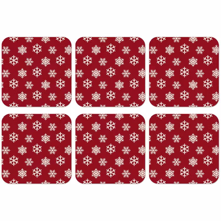 Untersetzer - Schneeflocke – Rot – Weiß – Weihnachten — 1