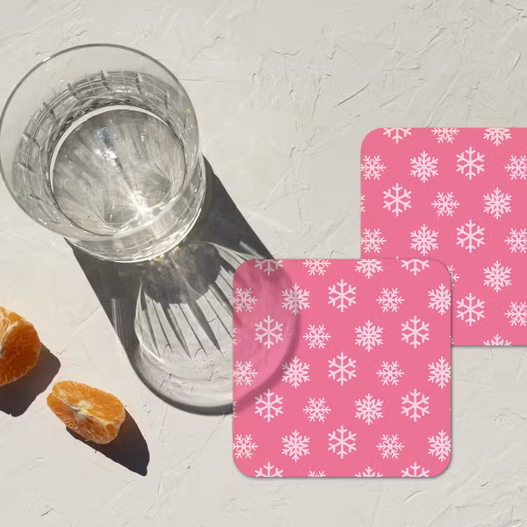 Untersetzer​ - Schneeflocke – Weihnachten – Rosa — 2