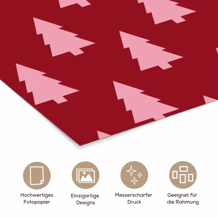 Poster - Weihnachtsbaum – Burgunderrot – Rosa — 5