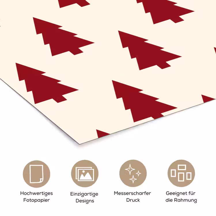 Poster - Weihnachtsbaum – Creme – Rot — 5