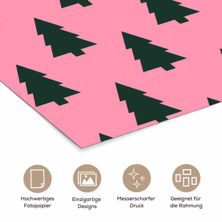 Poster - Weihnachtsbaum – Rosa – Grün — 5