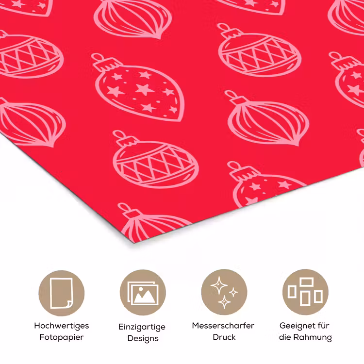 Poster - Weihnachtskugel – Rot – Rosa — 5