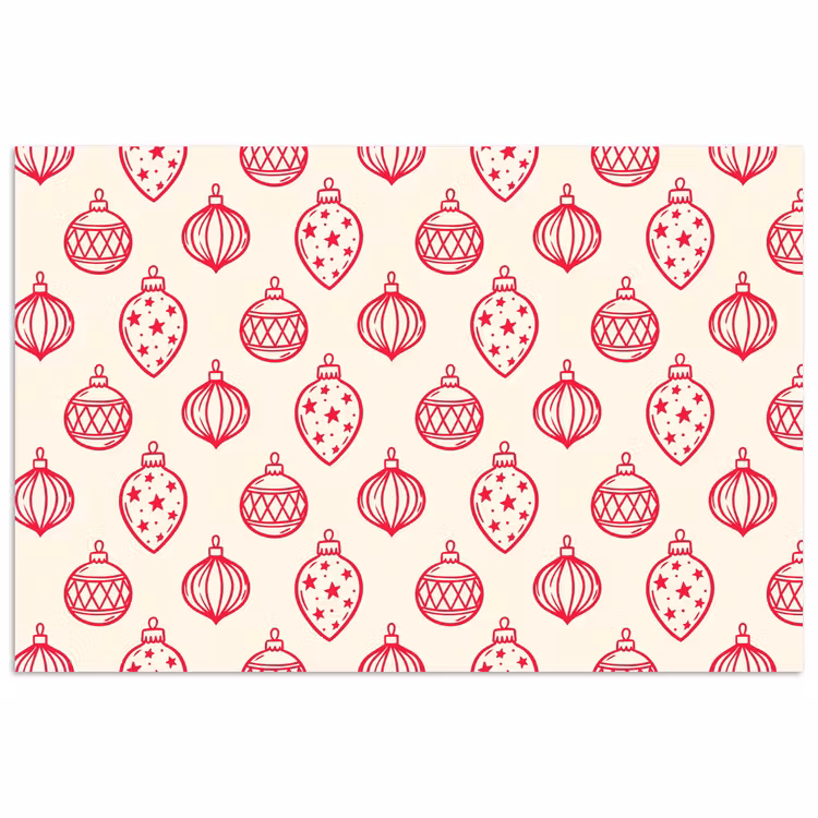 Poster - Weihnachtskugel – Creme – Rot — 1