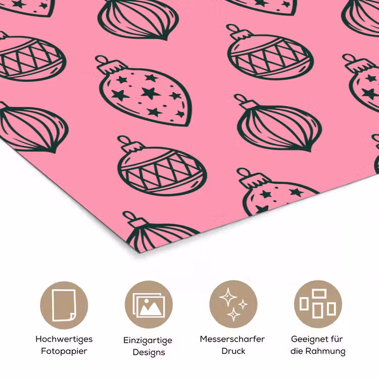Poster - Weihnachtskugel – Grün – Rosa — 5