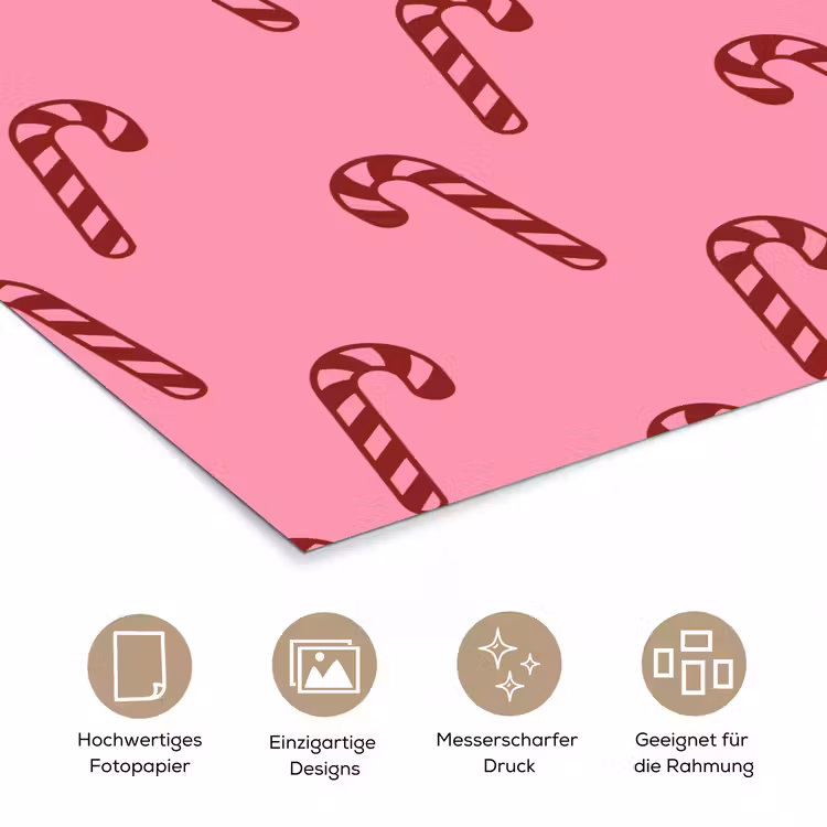 Poster - Weihnachten – Rosa – Zuckerstange – Rot — 5