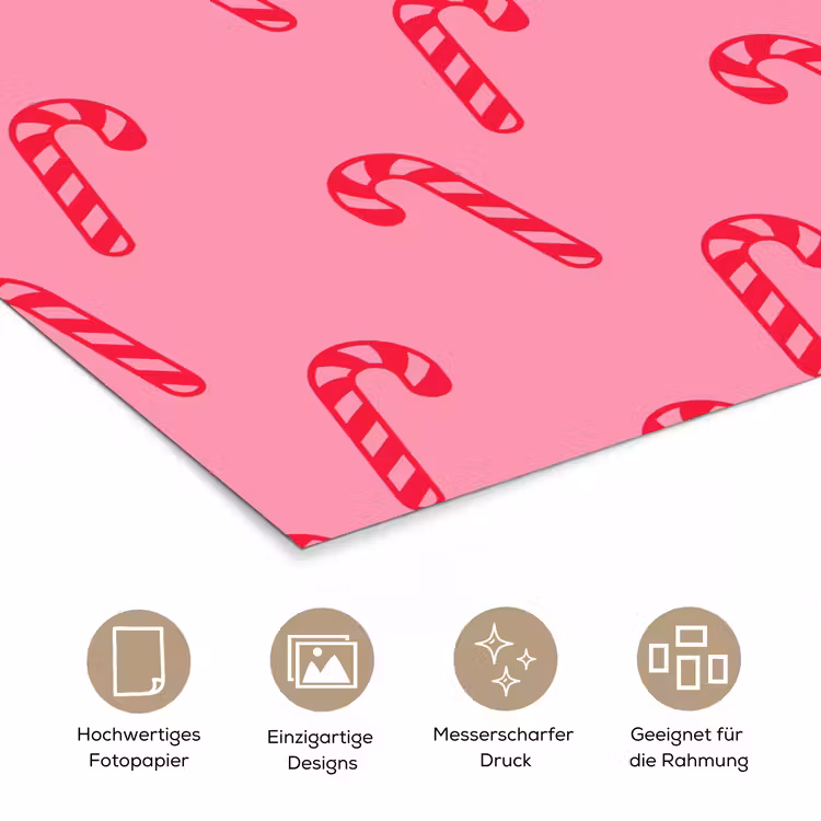 Poster - Weihnachten – Rot – Rosa – Zuckerstange — 5