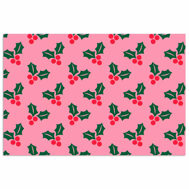 Poster - Stechpalme – Weihnachten – Rosa — 1