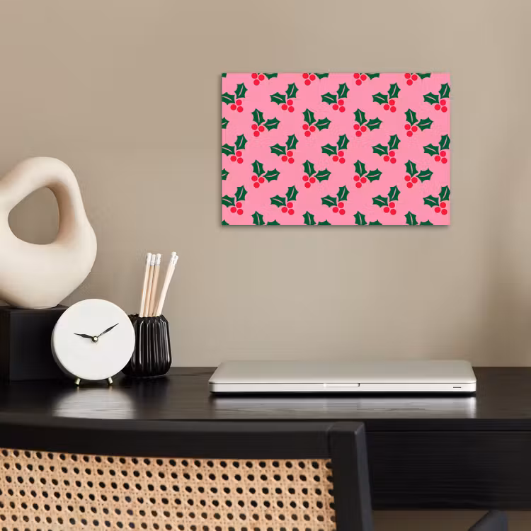 Poster - Stechpalme – Weihnachten – Rosa — 2
