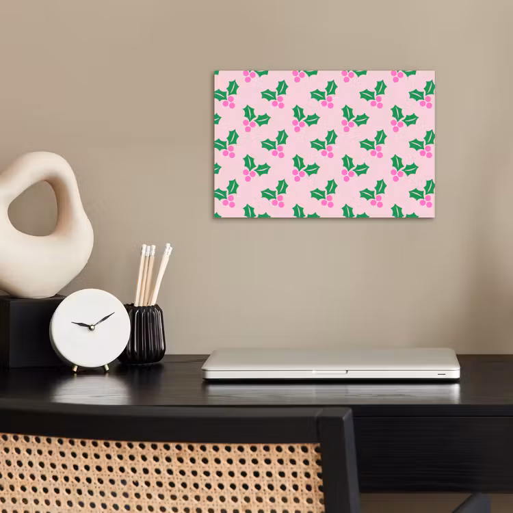 Poster - Weihnachten – Stechpalme – Rosa — 2