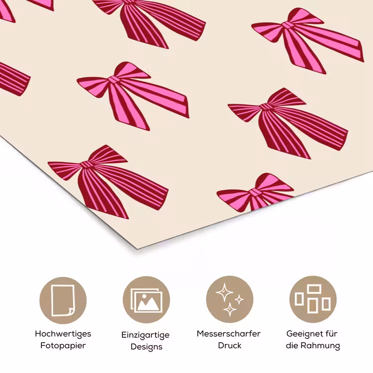 Poster - Schleifen – Weihnachten – Rosa – Cremefarben — 5
