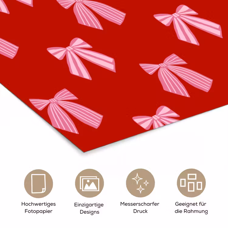 Poster - Schleifen – Weihnachten – Rot – Rosa — 5