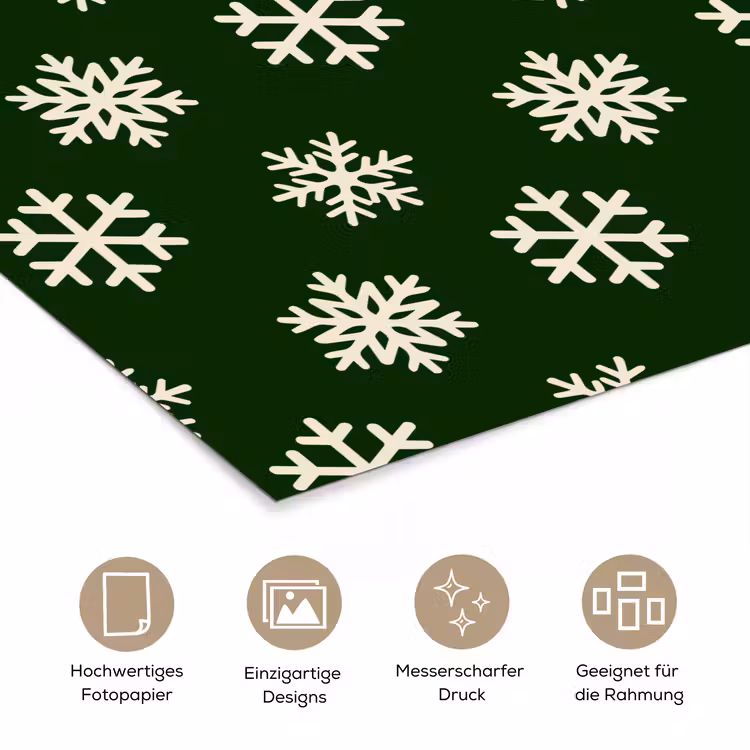Poster - Schneeflocke – Grün – Weiß – Weihnachten — 5