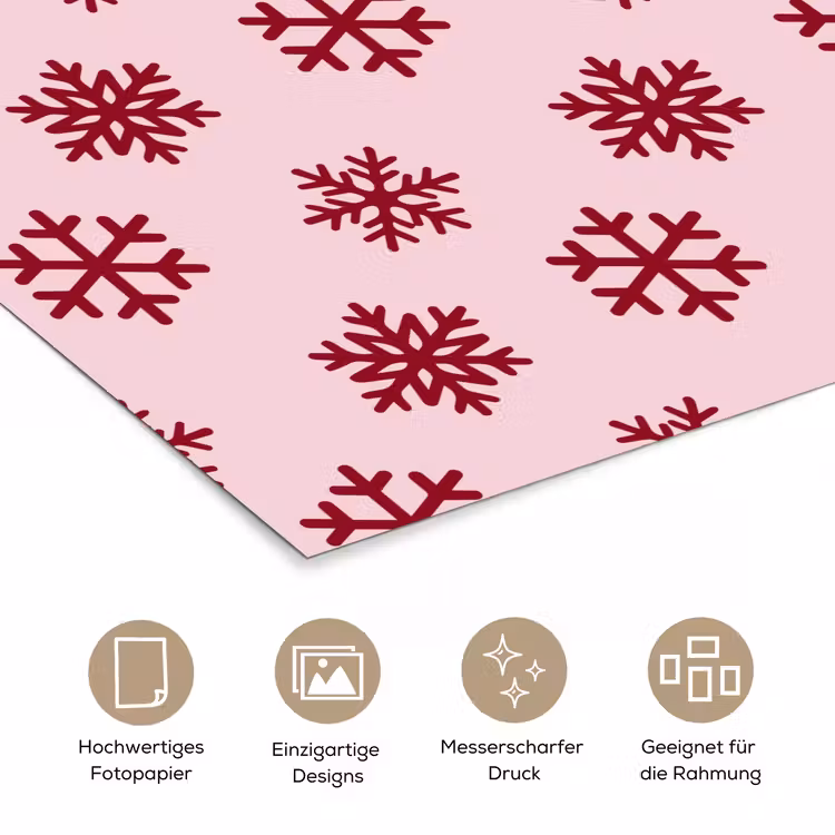 Poster - Schneeflocke – Rosa – Rot – Weihnachten — 5