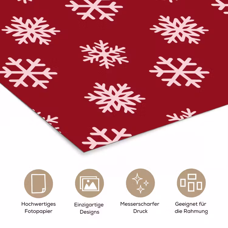 Poster - Schneeflocke – Rot – Rosa – Weihnachten — 5