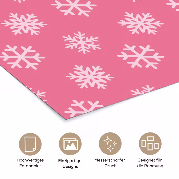 Poster - Schneeflocke – Weihnachten – Rosa — 5