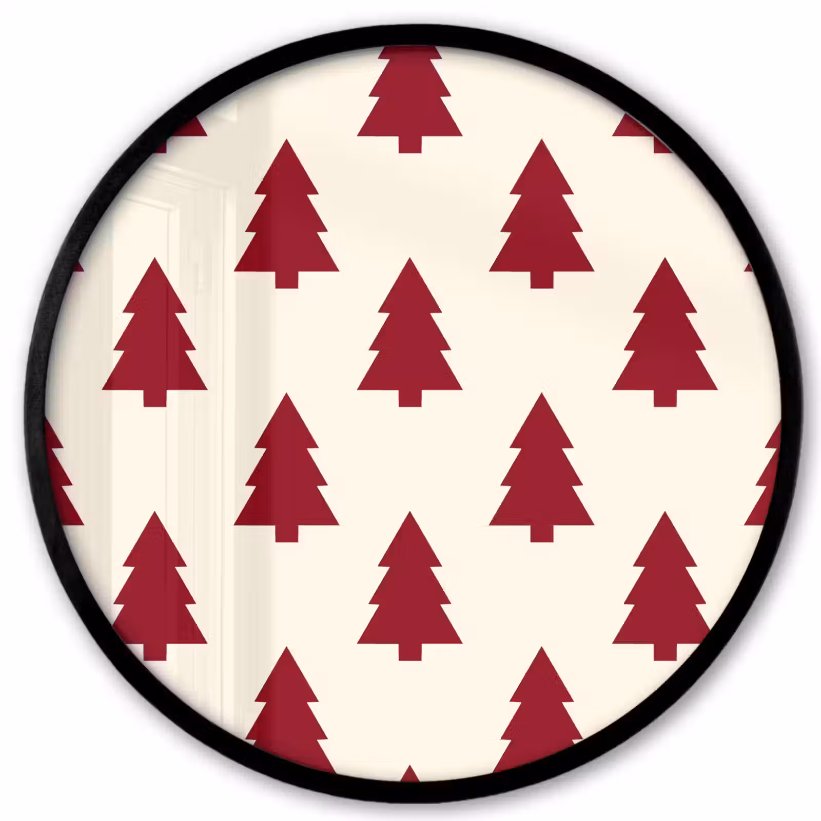 Poster im Rahmen Rund - Weihnachtsbaum – Creme – Rot — 1