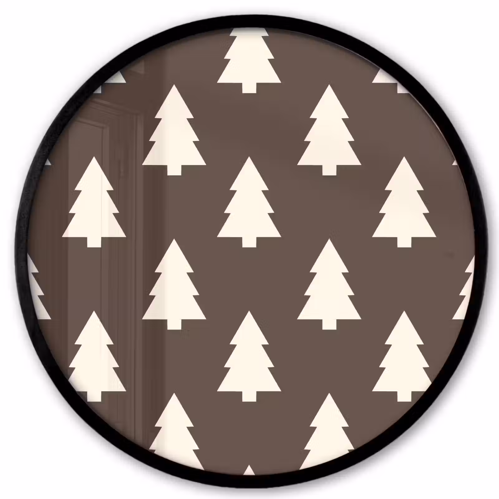 Poster im Rahmen Rund - Weihnachtsbaum – Grau – Cremefarben — 1