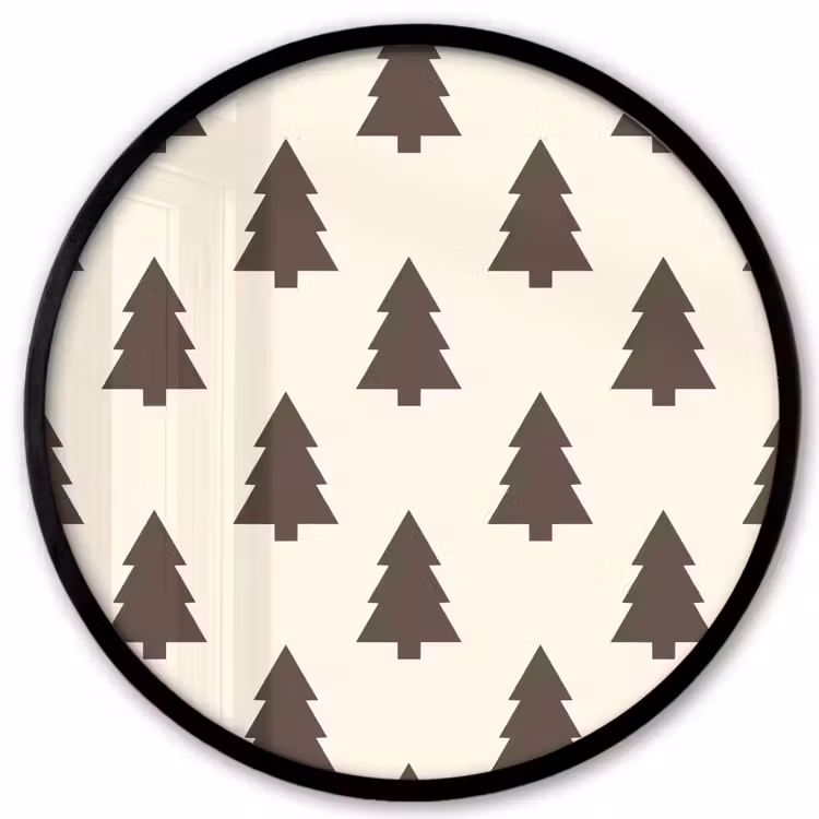 Poster im Rahmen Rund - Weihnachtsbaum – Creme – Grau — 1