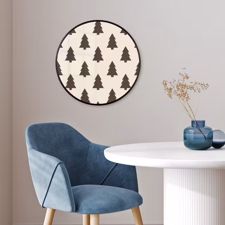 Poster im Rahmen Rund - Weihnachtsbaum – Creme – Grau — 4