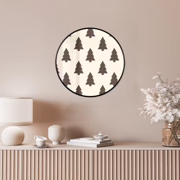 Poster im Rahmen Rund - Weihnachtsbaum – Creme – Grau — 5