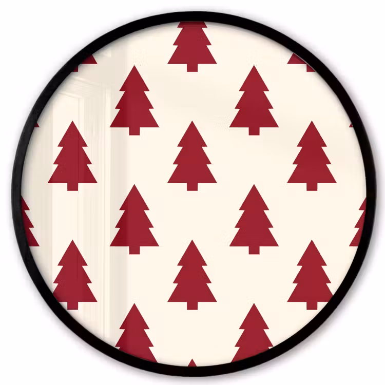 Poster im Rahmen Rund - Weihnachtsbaum – Creme – Rot — 1