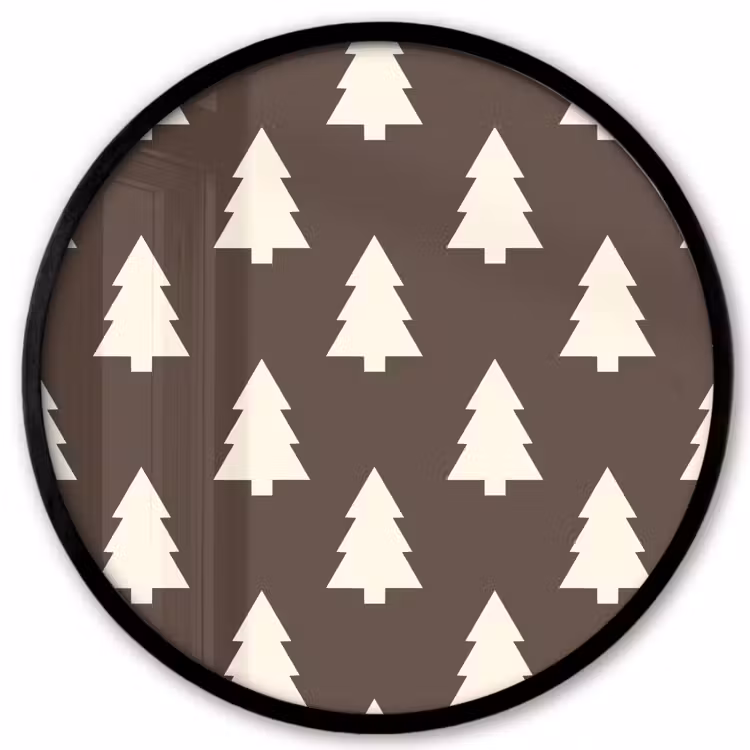 Poster im Rahmen Rund - Weihnachtsbaum – Grau – Cremefarben — 1