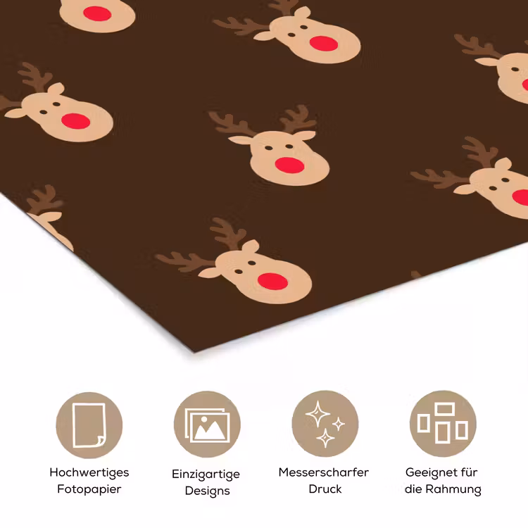 Poster - Rentiere – Weihnachten – Braun — 5