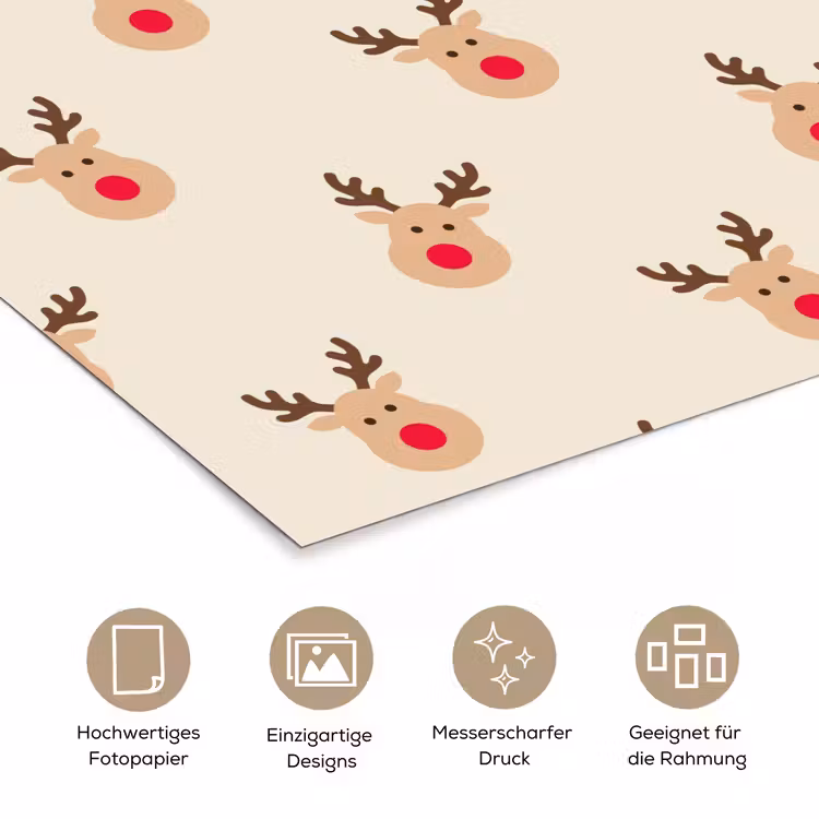 Poster - Rentiere – Weihnachten – Creme — 5
