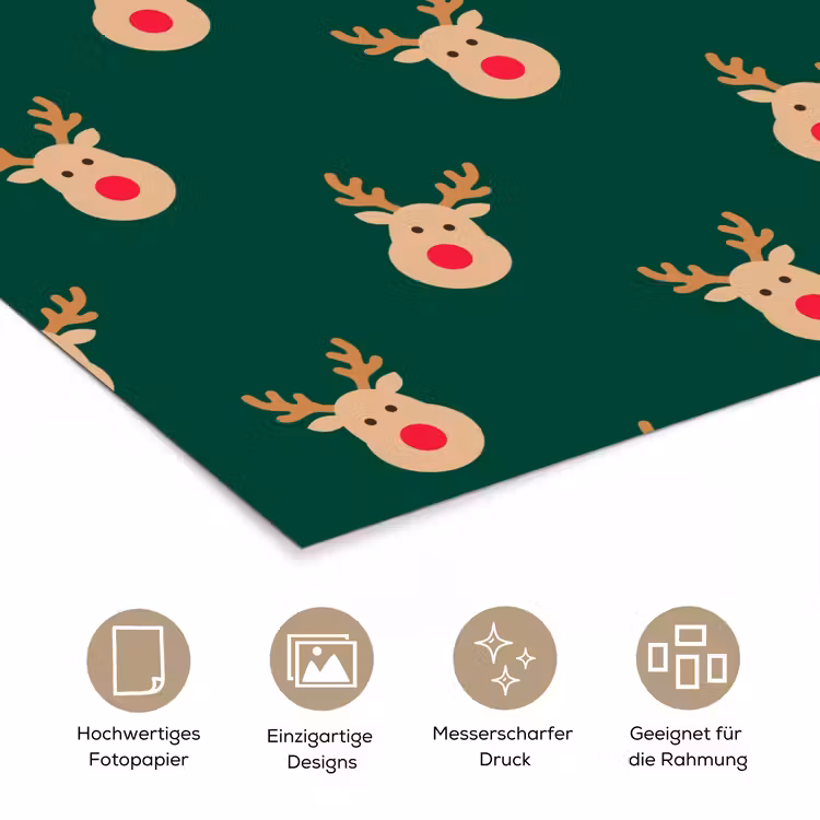 Poster - Rentiere – Weihnachten – Grün — 5