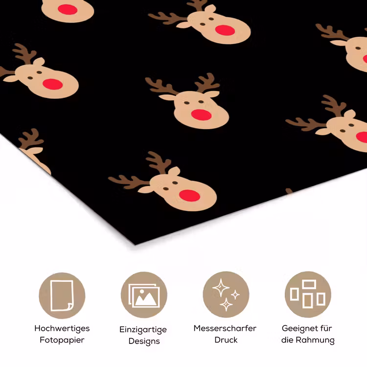 Poster - Rentiere – Weihnachten – Schwarz — 5