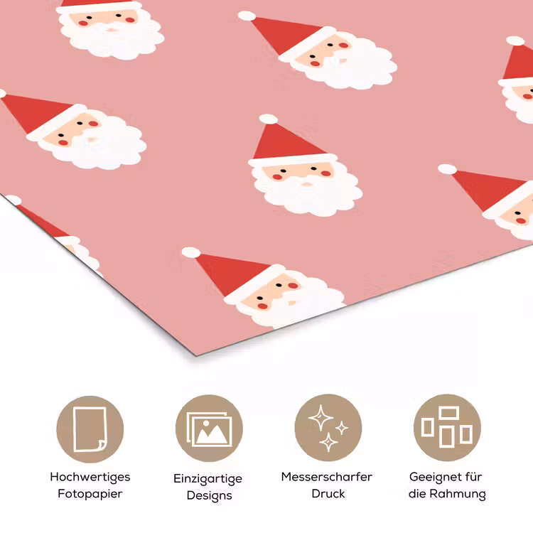 Poster - Weihnachten – Weihnachtsmann – Rosa — 5