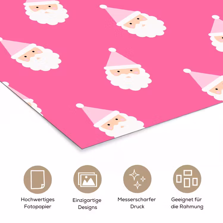 Poster - Weihnachtsmann – Weihnachten – Neon – Rosa — 5