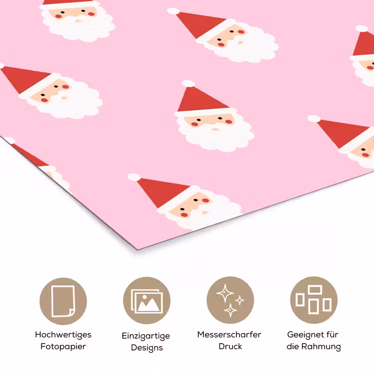 Poster - Weihnachtsmann – Weihnachten – Rosa — 5