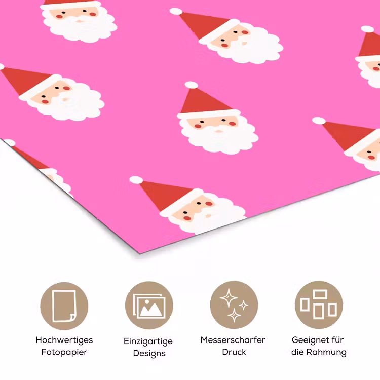 Poster - Weihnachtsmann – Weihnachten – Rosa – Rot — 5