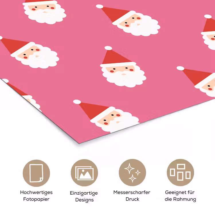 Poster - Weihnachtsmann – Weihnachten – Rot – Rosa — 5