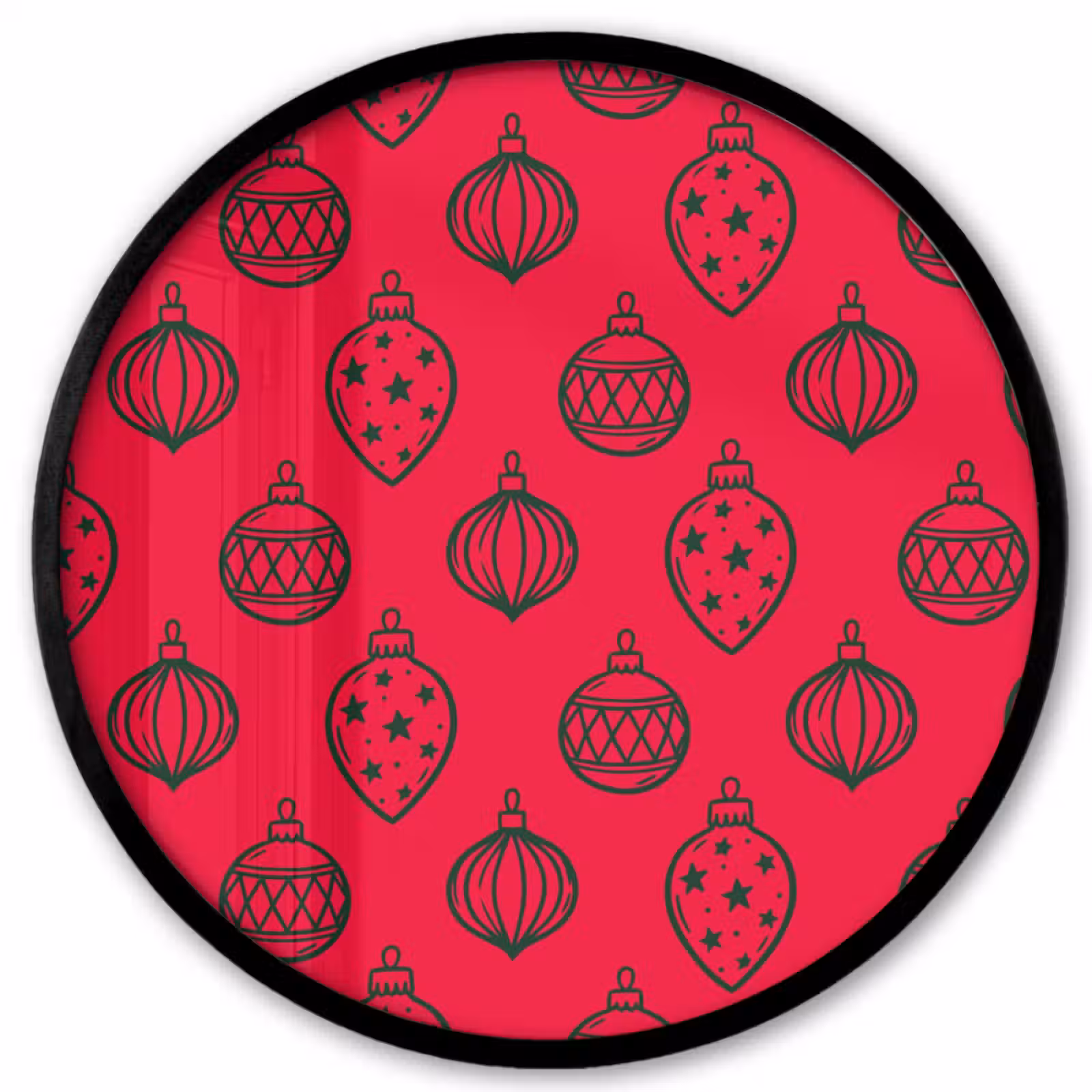 Poster im Rahmen Rund - Weihnachtskugel – Grün – Rot — 1