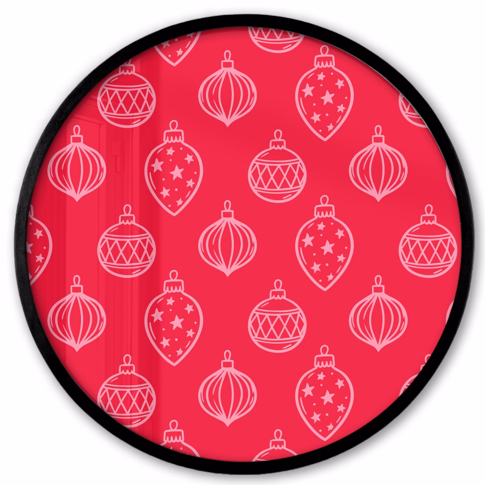 Poster im Rahmen Rund - Weihnachtskugel – Rot – Rosa — 1