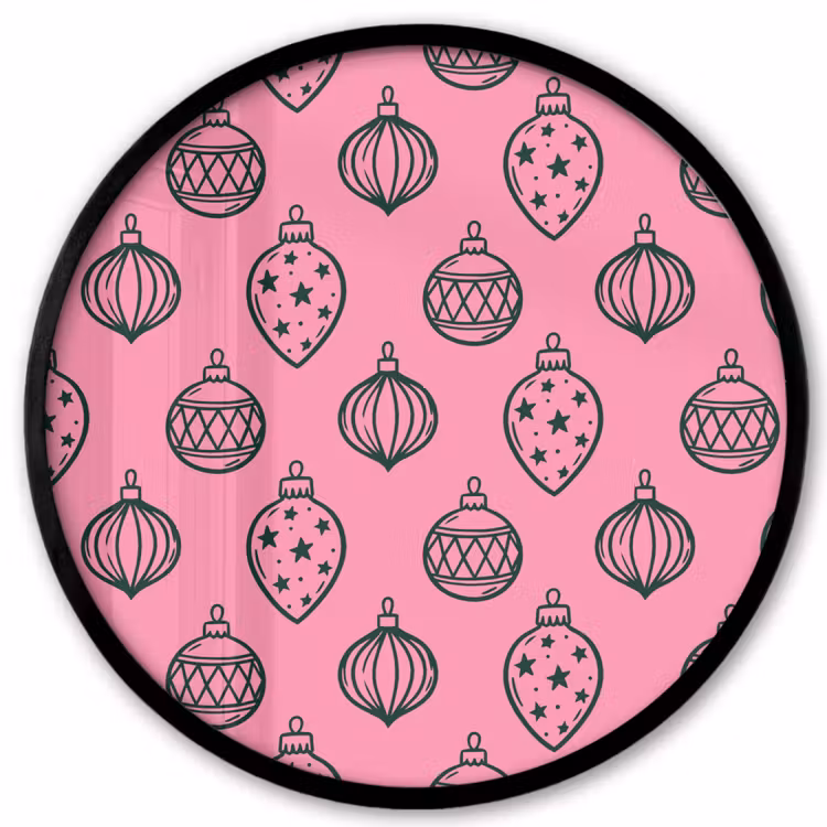 Poster im Rahmen Rund - Weihnachtskugel – Grün – Rosa — 1