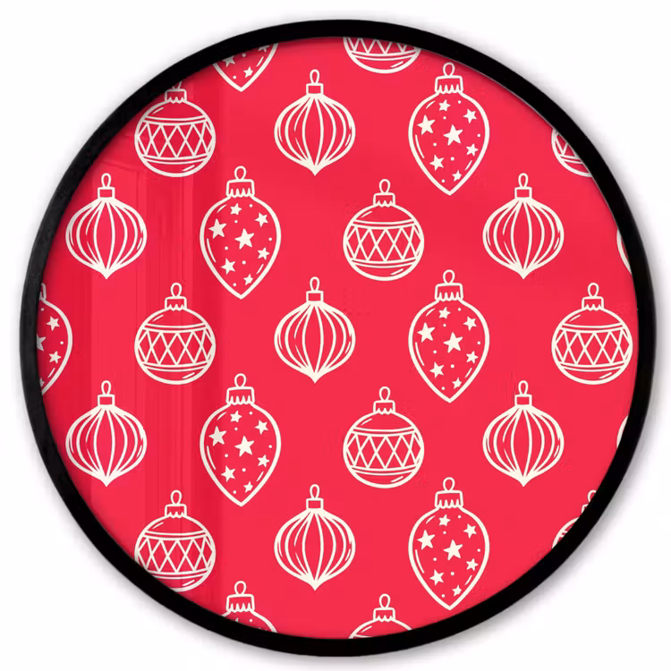 Poster im Rahmen Rund - Weihnachtskugel – Rot – Weiß — 1