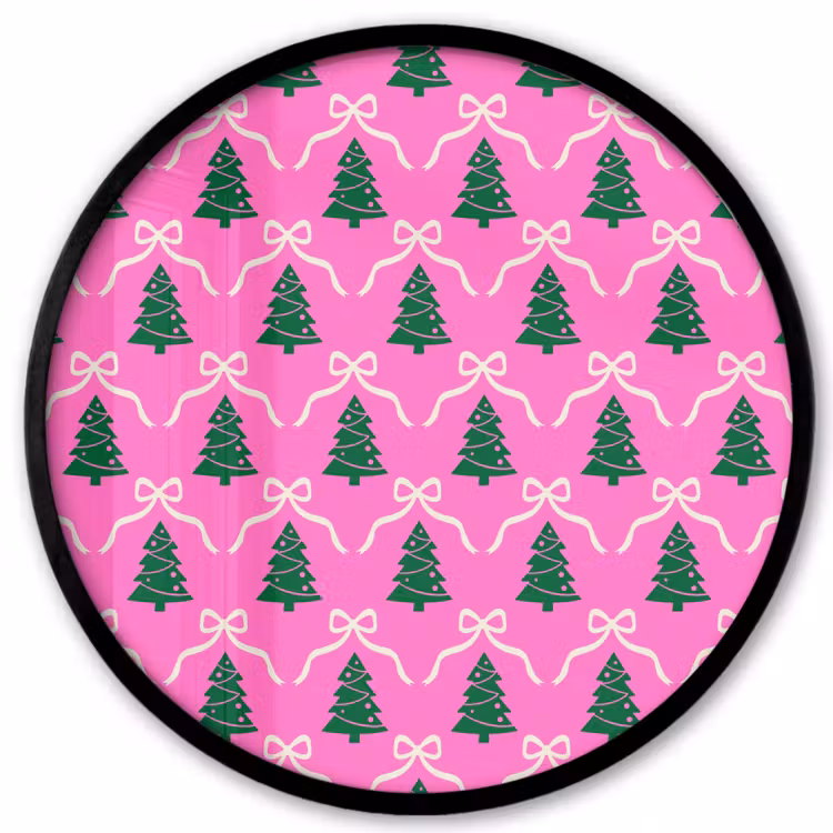 Poster im Rahmen Rund - Weihnachten – Rosa – Weiß – Schleife — 1