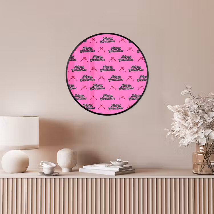Poster im Rahmen Rund - Text – Neon – Rosa – Weihnachten — 5