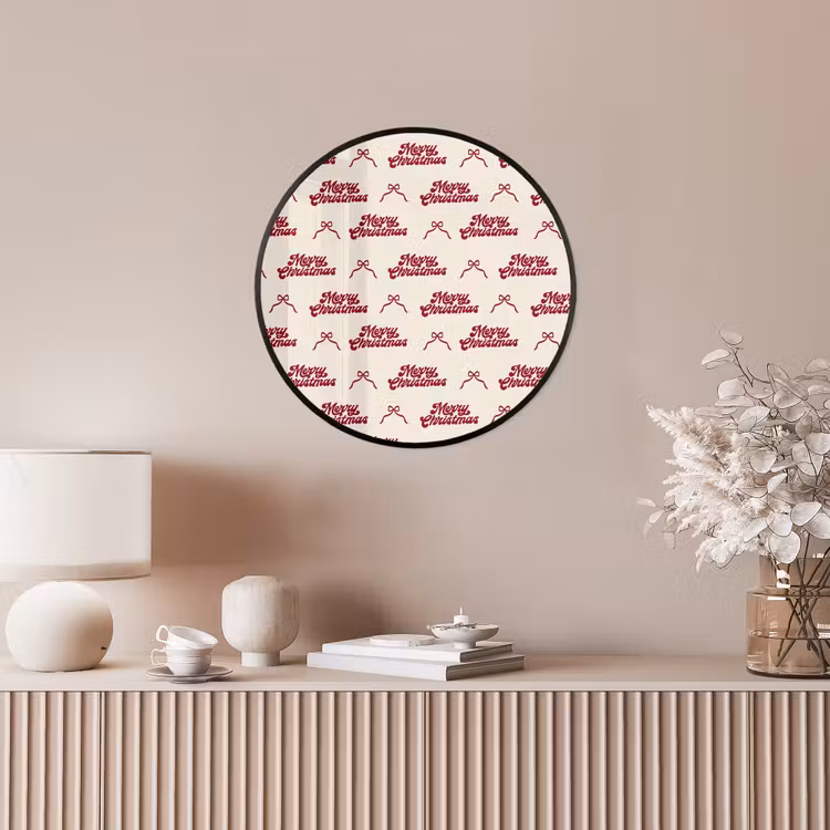 Poster im Rahmen Rund - Text – Rot – Creme – Schleife — 5