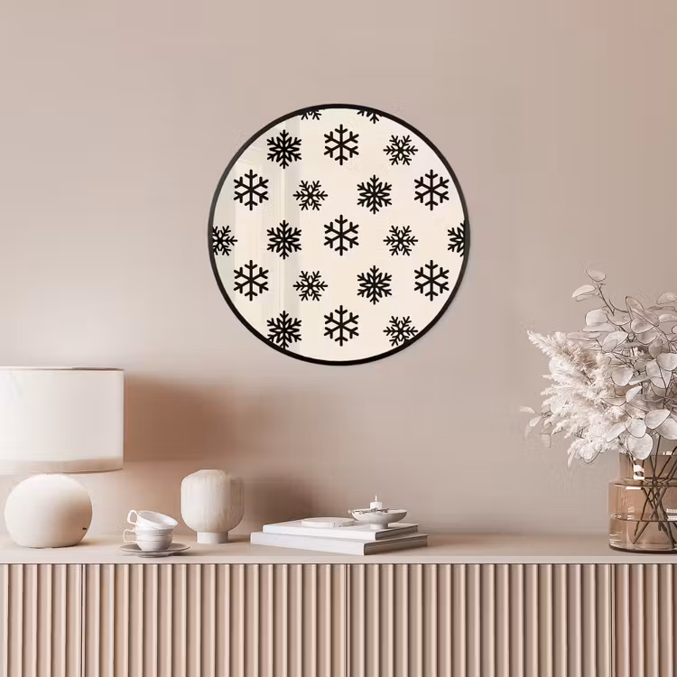 Poster im Rahmen Rund - Schneeflocke – Creme – Weiß — 5