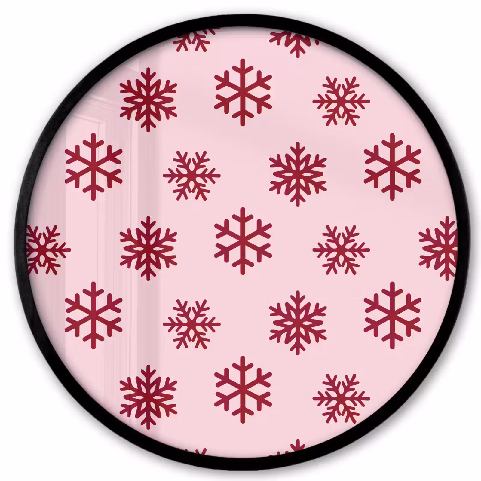 Poster im Rahmen Rund - Schneeflocke – Rosa – Rot – Weihnachten — 1