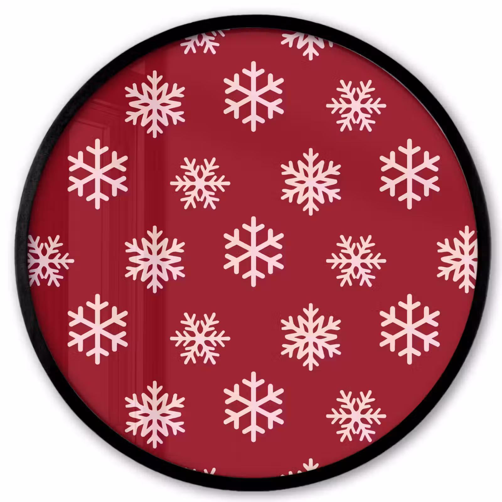 Poster im Rahmen Rund - Schneeflocke – Rot – Rosa – Weihnachten — 1