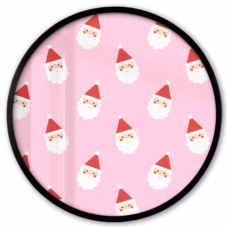Poster im Rahmen Rund - Weihnachtsmann – Weihnachten – Rosa — 1