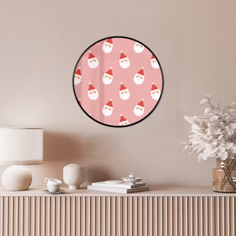 Poster im Rahmen Rund - Weihnachten – Weihnachtsmann – Rosa — 5
