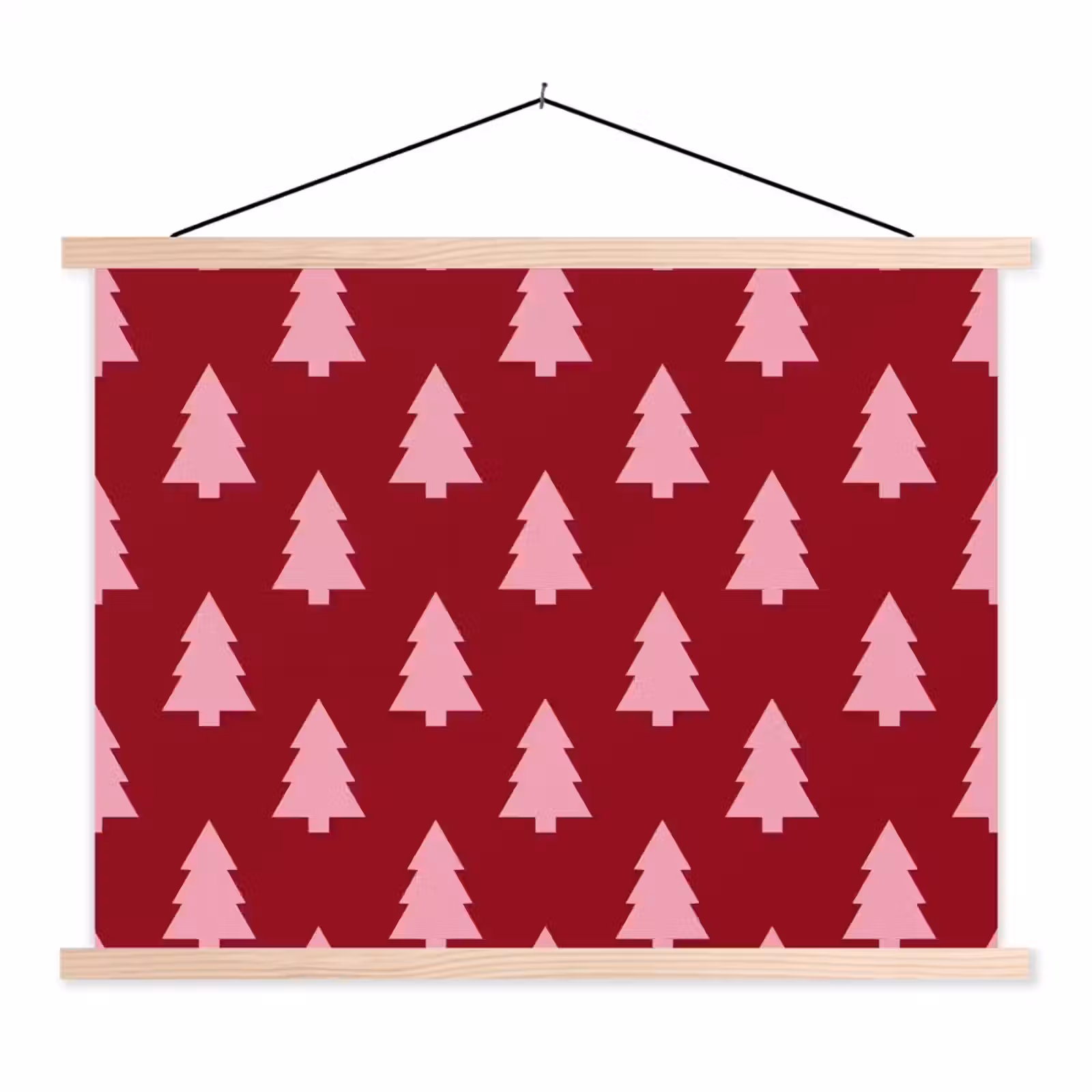 Stoffbild - Weihnachtsbaum – Burgunderrot – Rosa — 1
