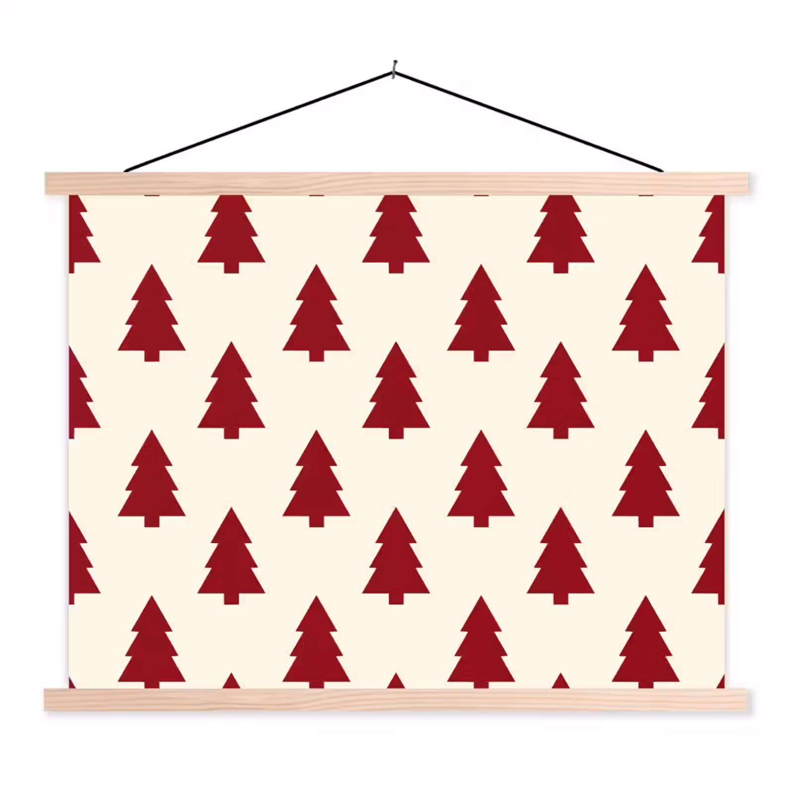 Stoffbild - Weihnachtsbaum – Creme – Rot — 1