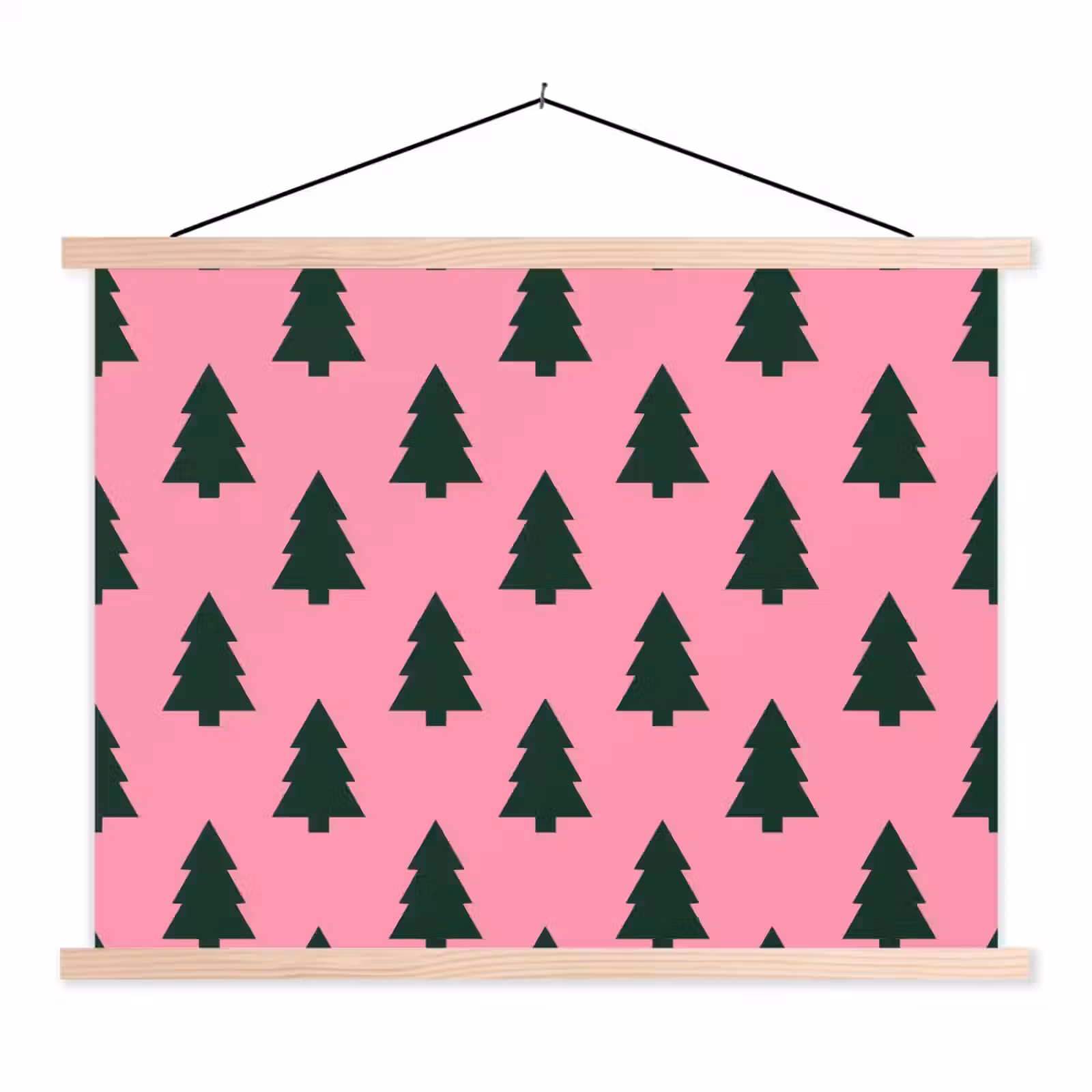 Stoffbild - Weihnachtsbaum – Rosa – Grün — 1